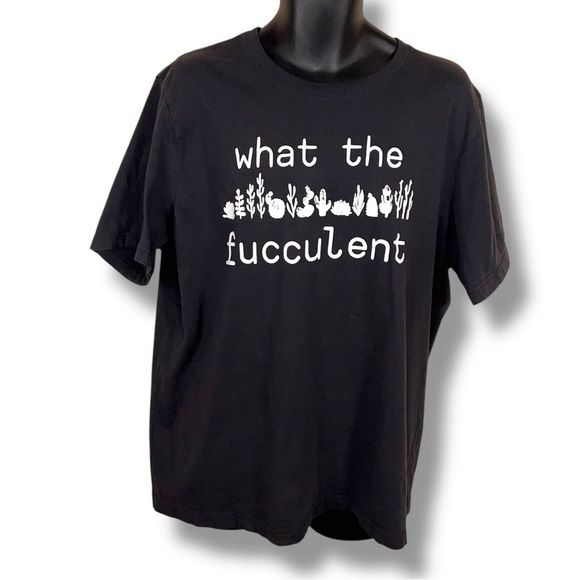2XL Succulent Tee What The Flucculent Graphic Tee Dark Grey/Black Tshirt - Picture 1 of 13